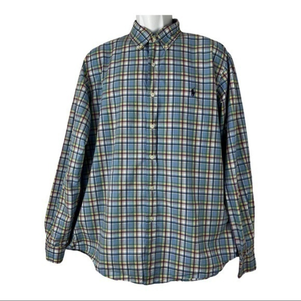 Ralph Lauren Men’s Shirt Buttons Down Blue Colorful Sz XL